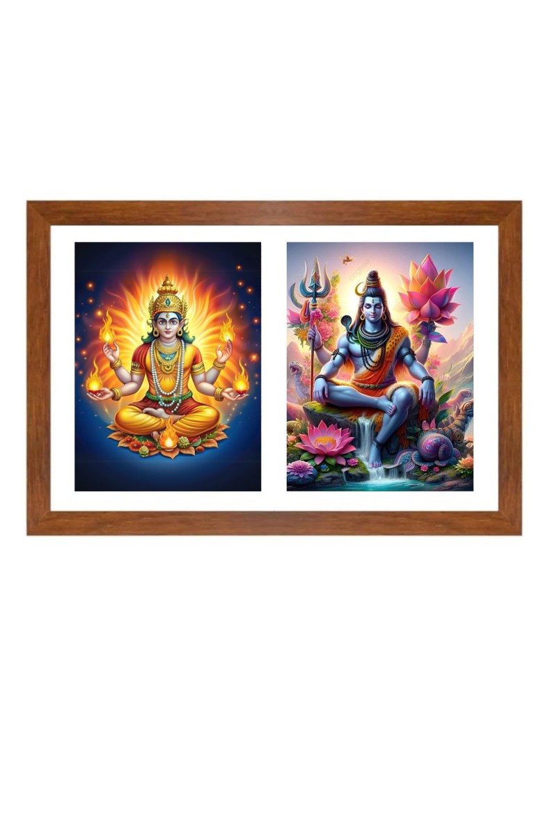 Agni deva and shiva Photo Frame - 13x17Inches - Spiritual Artwork for Home Decor, Puja Room and Office Decoration