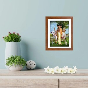 Generic Lord Dattatreya Colored Photo | 7x5 Inch Spiritual Wall Art for Home, Temple, Puja Room | Brown, Rectangular Frame Generic Lord Dattatreya Colored Photo | 7x5 Inch Spiritual Wall Art for Home, Temple, Puja Room | Brown, Rectangular Frame
