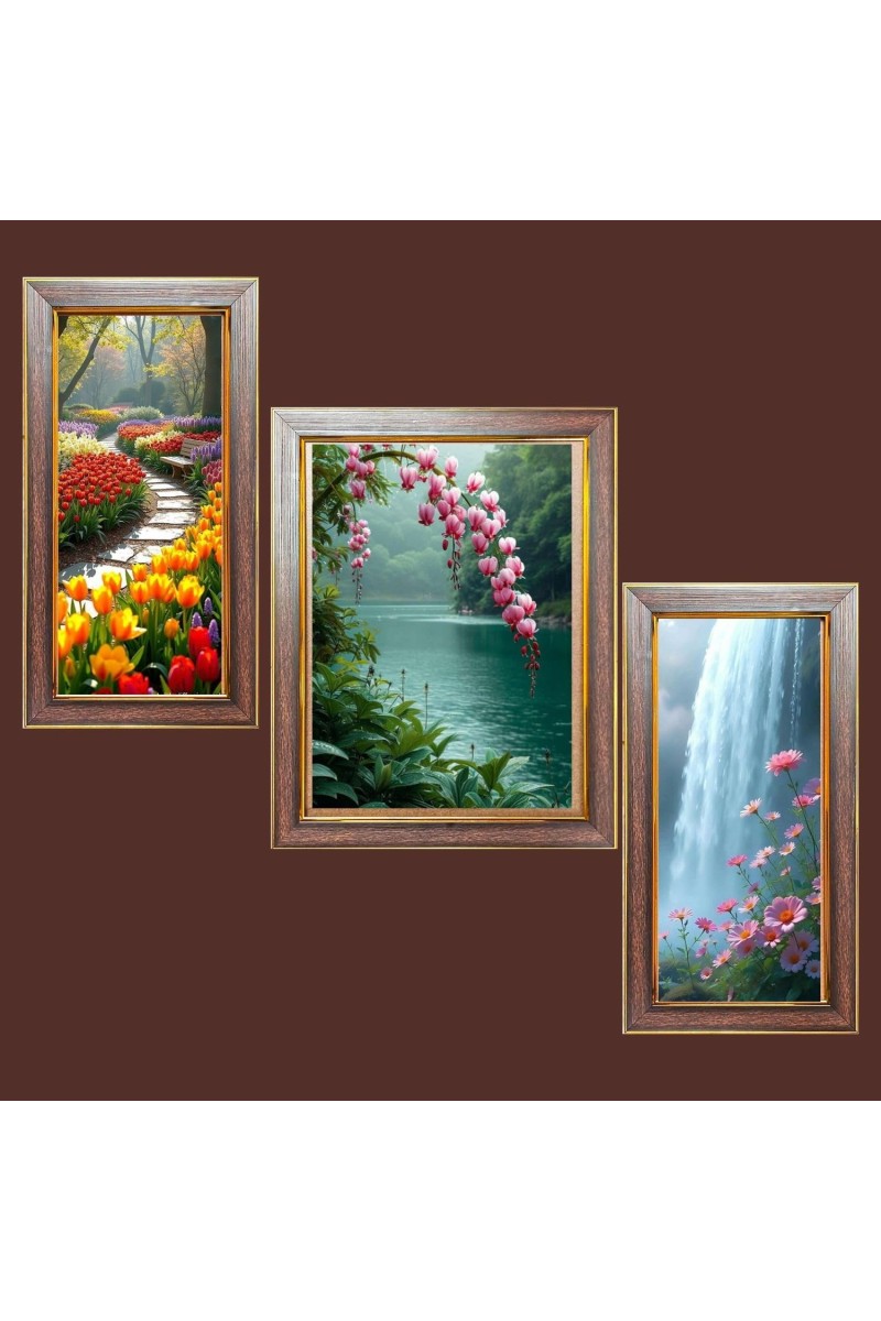 3-Pack Breathtaking view nature Photo Frames - 2 Pieces 6x13 Inch & 1 Piece 10x13 Inch - Rustic Wall Art for Home & Office Decor - Botanical Wall Hanging for Living Room, Bedroom, or Workspace