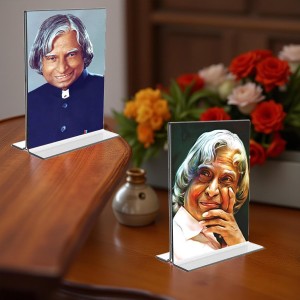 Car Desk/Table Top APJ Abdul Kalam Acrylic T-Style Photo Stand - 2.5x3.5 Inches, Compact and Stylish Spiritual Display, easily change 2 photos (Pack of 1) Car Desk/Table Top APJ Abdul Kalam Acrylic T-Style Photo Stand - 2.5x3.5 Inches, Compact and Stylish Spiritual Display, easily change 2 photos (Pack of 1)