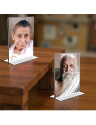 Sri Aurobindo & Debi Mirra Alfassa Acrylic T-Style Photo Stand - 11x13 Inches, Compact and Stylish Spiritual Display, easily change 2 photos (Pack of 1)