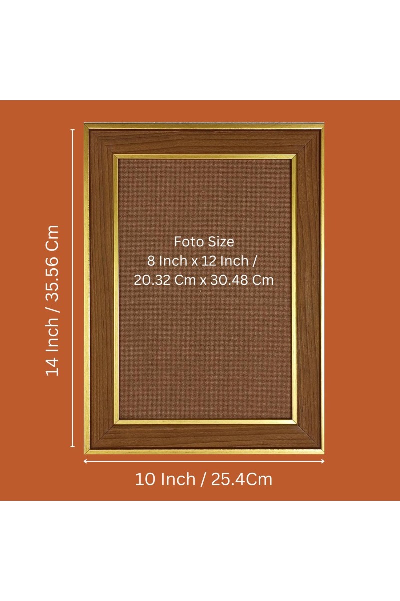 Lord Ganapathi Photo Frame - 10x14 Inches, Brown Wooden Frame for Home, Office & Temple Decoration