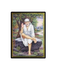 Sai Baba Laminated Photo (13x15 Inches Without glass) Divine Blessings for Table and Walls,Home & Office and Temple Decoration