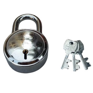 Hi Tech Sales New Round Lock (HUNHAR) | Steel Body | Iron Liver | Double Locking | 3 Silver Keys | 1 Lock | Made in India Hi Tech Sales New Round Lock (HUNHAR) | Steel Body | Iron Liver | Double Locking | 3 Silver Keys | 1 Lock | Made in India
