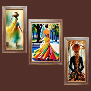 3-Pack The girl empowerment painting Photo Frames - 2 Pieces 8x15 Inch & 1 Piece 12x15 Inch - Rustic Wall Art for Home & Office Decor - Botanical Wall Hanging for Living Room, Bedroom, or Worksp