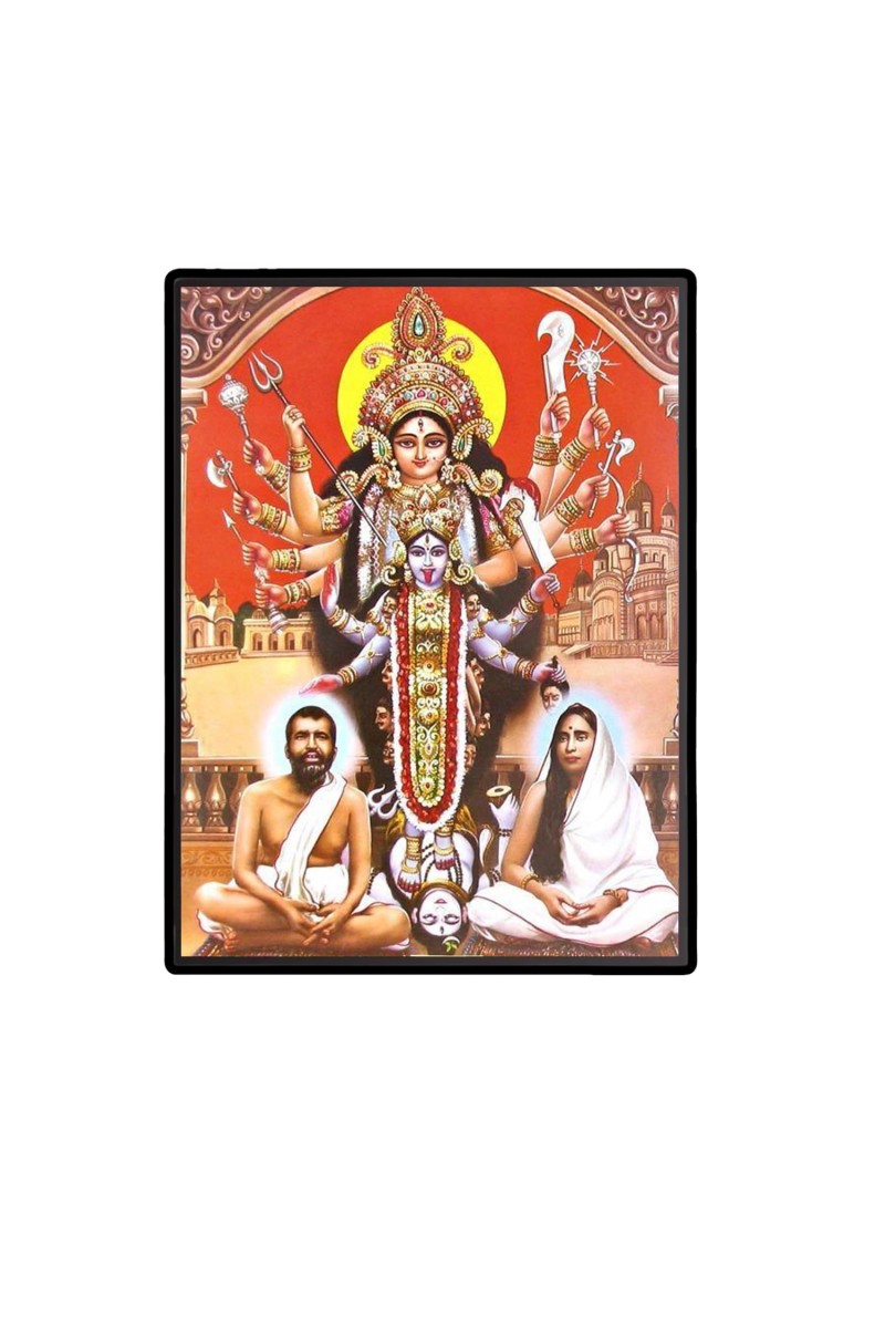 Kali Ma Ramakrishna Paramahansa and Sarada Ma Laminated Photo (9x11 Inches Without glass) Divine Blessings for Table and Walls,Home & Office and Temple Decoration