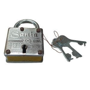 Hi Tech Sales New Square Lock (Sania Zoom) 8 lvr | Iron Body 60 mm | 3 Silver Keys | 1 Lock