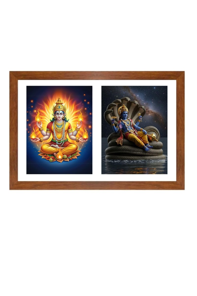 Agni deva and vishnu Photo Frame - 13x17Inches - Spiritual Artwork for Home Decor, Puja Room and Office Decoration