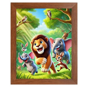AI Funny Lion and elephant & birds Art Picture for Kids - 12x16 inches, Brown Color - Perfect Wall Decor for Children's Room AI Funny Lion and elephant & birds Art Picture for Kids - 12x16 inches, Brown Color - Perfect Wall Decor for Children's Room