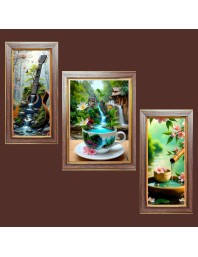 3-Pack A Glimpse of Eternity Photo Frames - 2 Pieces 8x15 Inch & 1 Piece 12x15 Inch - Rustic Wall Art for Home & Office Decor - Botanical Wall Hanging for Living Room, Bedroom, or Workspace