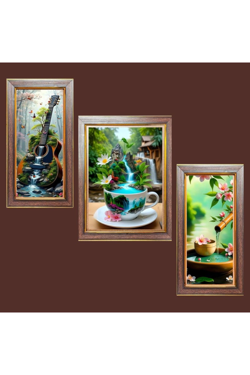 3-Pack A Glimpse of Eternity Photo Frames - 2 Pieces 12x19 Inch & 1 Piece 16x19 Inch - Rustic Wall Art for Home & Office Decor - Botanical Wall Hanging for Living Room, Bedroom, or Workspace