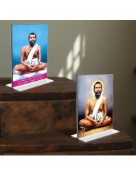 Sri Ramakrishna Paramhansa Acrylic T-Style Photo Stand, Compact and Stylish Spiritual Display, easily change 2 photos (Pack of 1)