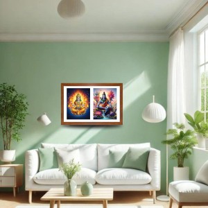 Agni deva and shiva Photo Frame - 13x17Inches - Spiritual Artwork for Home Decor, Puja Room and Office Decoration