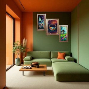 3-Pack Beautiful painting Photo Frames - 2 Pieces 10x17 Inch & 1 Piece 14x17 Inch - Rustic Wall Art for Home & Office Decor - Botanical Wall Hanging for Living Room, Bedroom, or Workspace
