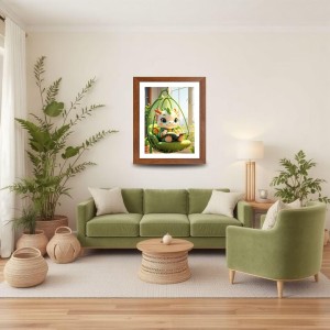 AI Funny Cute Cartoon Art Picture for Kids - 10x14 inches, Brown Color - Perfect Wall Decor for Children's Room