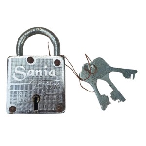 Hi Tech Sales New Square Lock (Sania Zoom) 8 lvr | Iron Body 60 mm | 3 Silver Keys | 1 Lock