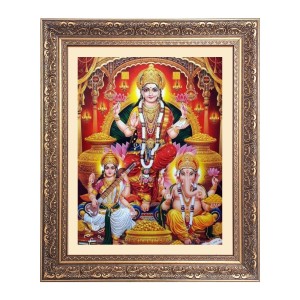 Maa Lakshmi (Laxmi),Maa Saraswati and Sri Ganesh Big Photo Frame - 20x24 Inches for Home & Office Decoration