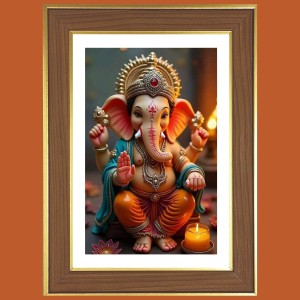 Lord Ganapathi Photo Frame - 10x14 Inches, Brown Wooden Frame for Home, Office & Temple Decoration Lord Ganapathi Photo Frame - 10x14 Inches, Brown Wooden Frame for Home, Office & Temple Decoration