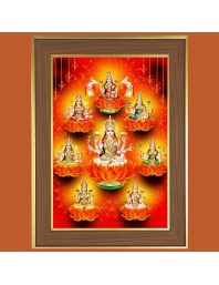 Ashta Laxmi Photo Frame - 10x14 Inches, Brown Wooden Frame for Home, Office & Temple Decoration