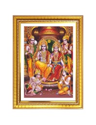Rama and sita and laxman and hanuman Photo Frame - 10x14 Inches, Brown Wooden Frame for Home, Office & Temple Decoration