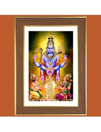 Sri Swarnakarshana Bhairava with Lakshmi Photo Frame - 12x16 Inches, Brown Wooden Frame for Home, Office & Temple decoration
