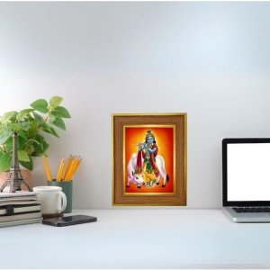 Lord Krishna Photo Frame 12x16 Inches-Brown Wooden Frame For Home, Office & Temple Decoration And Gifting (F6405)