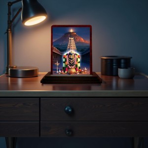 Car Desk/Table Top Arunachaleshwara Temple Wooden Photo Stand 3x4 Inches, Compact & Stylish Spiritual Display For Car, Home & Office (Pack Of 1) (F14336) Car Desk/Table Top Arunachaleshwara Temple Wooden Photo Stand 3x4 Inches, Compact & Stylish Spiritual Display For Car, Home & Office (Pack Of 1) (F14336)