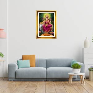Maa Laxmi Golden Photo Frame - 10x14 Inches | Elegant Wooden Frame For Home, Office & Temple Decoration | Spiritual Wall & Table Decor and Gift Item