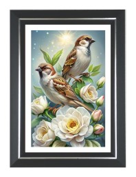 Two Birds Sparrows Photo Wall & Table Frame | 10x14 Inch Black Designer | Perfect For Gifting & Home Decor (F9583)