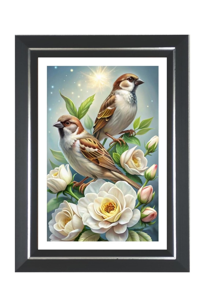 Two Birds Sparrows Photo Wall & Table Frame | 10x14 Inch Black Designer | Perfect For Gifting & Home Decor (F9583)