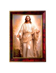 Lord Jesus Photo Frame For Wall & Table | 7x9 Inch Golden Cherry Finish | Decorative Lord Jesus Photo Frame For Home, Office & Pooja Room (F11594)