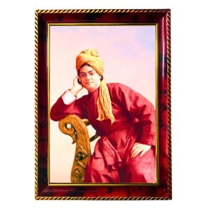 Swami Vivekananda Photo Frame For Wall & Table | 7x9 Inch Golden Cherry Finish | Decorative Swami Vivekananda Photo Frame For Home, Office & Pooja Room (F11554)