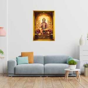 Lord Vishnu Golden Photo Frame - 10x14 Inches | Elegant Wooden Frame For Home, Office & Temple Decoration | Spiritual Wall & Table Decor and Gift Item