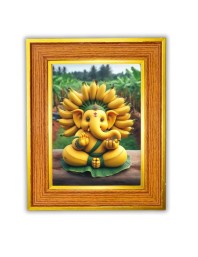 Ganpatii Bappa Photo Frame 12x16 Inches-Brown Wooden Frame For Home, Office & Temple Decoration And Gifting (F6478)