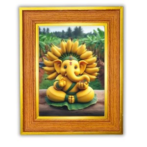 Ganpatii Bappa Photo Frame 12x16 Inches-Brown Wooden Frame For Home, Office & Temple Decoration And Gifting (F6478)