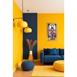 Lord Vishnu Digital Golden Color Photo Frame | Hindu Religious Wall Decor | 8x15 Inches - Inspirational Wall Art For Office, Home Decor - Ideal Spiritual Gift (F10227)