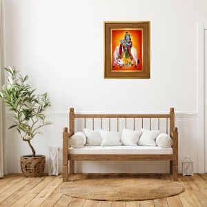 Lord Krishna Photo Frame 12x16 Inches-Brown Wooden Frame For Home, Office & Temple Decoration And Gifting (F6405)