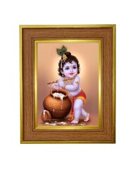 Little Gopal Photo Frame 16x20 Inches-Brown Wooden Frame For Home, Office & Temple Decoration And Gifting (F6266)