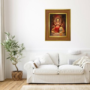 Godess Durga Photo Frame 18x22 Inches-Brown Wooden Frame For Home, Office & Temple Decoration And Gifting (F6260)