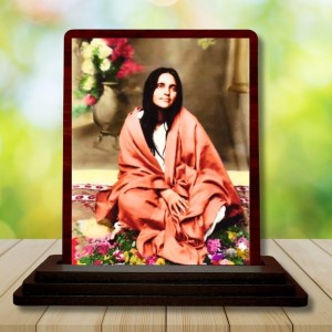 Car Desk/Table Top Anandamayi Wooden Photo Stand 3x4 Inches, Compact & Stylish Spiritual Display For Car, Home & Office (Pack Of 1) (F14476)