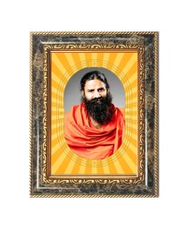 Baba Ramdev Spiritual Guru Digital Photo In Designer Frame, Size 10x16 Inch | Hindu Religious Picture For Home Temple, Office & Gift | Wall Art & Pooja Decor (F10441)