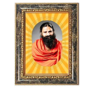 Baba Ramdev Spiritual Guru Digital Photo In Designer Frame, Size 10x16 Inch | Hindu Religious Picture For Home Temple, Office & Gift | Wall Art & Pooja Decor (F10441)