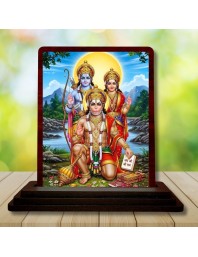 Car Desk/Table Top Lord Hanuman And Rama Sita Wooden Photo Stand 3x4 Inches, Compact & Stylish Spiritual Display For Car, Home & Office (Pack Of 1) (F14239)