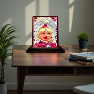 Car Desk/Table Top Harsiddhi_Maa Wooden Photo Stand 3x4 Inches, Compact & Stylish Spiritual Display For Car, Home & Office (Pack Of 1) (F14446) Car Desk/Table Top Harsiddhi_Maa Wooden Photo Stand 3x4 Inches, Compact & Stylish Spiritual Display For Car, Home & Office (Pack Of 1) (F14446)