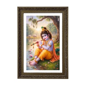 Divine Krishna Big Photo Frame - 20x28 Inches For Home,Temple & Office Decoration (F10717)