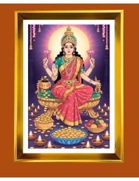 Mata Laxmi Golden Photo Frame - 18x22 Inches | Elegant Wooden Frame For Home, Office & Temple Decoration | Spiritual Wall & Table Decor And Gift Item (F9900)