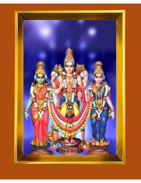 Lord Murugan,Valli And Deivanai Golden Photo Frame - 14x18 Inches | Elegant Wooden Frame For Home, Office & Temple Decoration | Spiritual Wall & Table Decor And Gift Item (F9898)