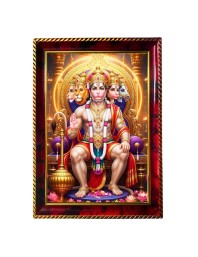 Lord Hanuman Photo Frame For Wall & Table | 7x9 Inch Golden Cherry Finish | Decorative Lord Hanuman Photo Frame For Home, Office & Pooja Room (F11651)