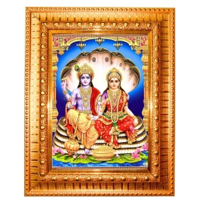 Lord Vishnu And Goddess Lakshmi Golden Designer Photo Frame | 12x16 Inch Religious Wall Hanging Frame For Home & Office Decoration | Hindu Deity Spiritual Gift Item Lord Vishnu And Goddess Lakshmi Golden Designer Photo Frame | 12x16 Inch Religious Wall Hanging Frame For Home & Office Decoration | Hindu Deity Spiritual Gift Item