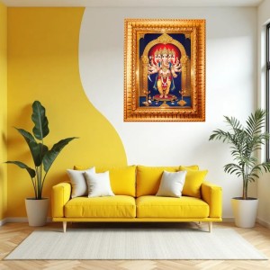 Panchamukhi Vinayaka Or Heramba Ganapati Golden Designer Photo Frame | 14x18 Inch Religious Wall Hanging Frame For Home & Office Decoration | Hindu Deity Spiritual Gift Item Panchamukhi Vinayaka Or Heramba Ganapati Golden Designer Photo Frame | 14x18 Inch Religious Wall Hanging Frame For Home & Office Decoration | Hindu Deity Spiritual Gift Item